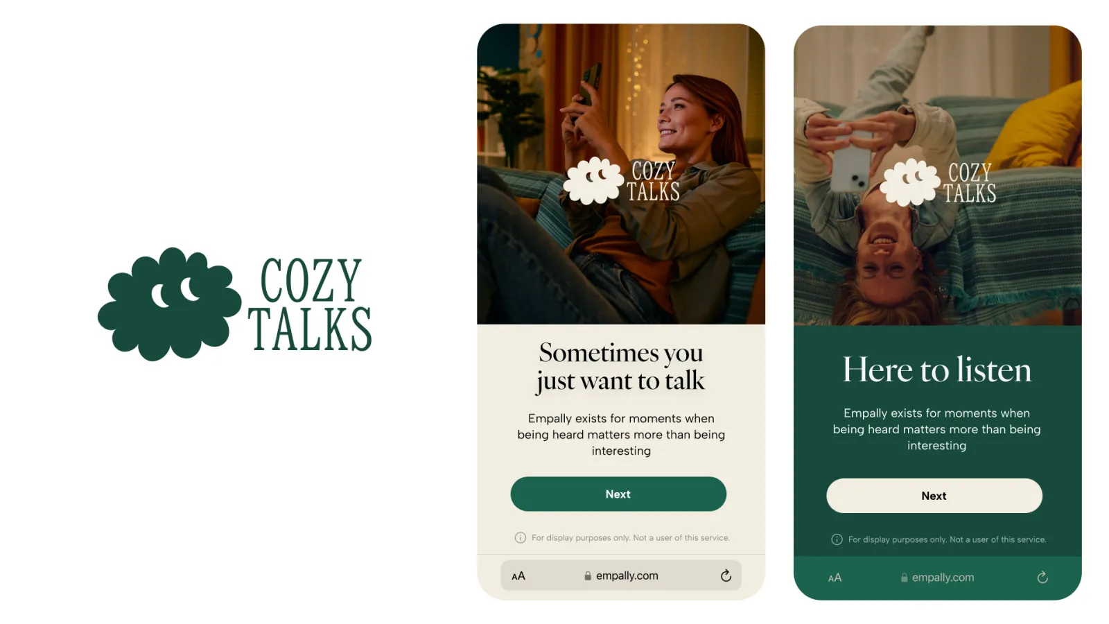 Kozy Talks colors and UI