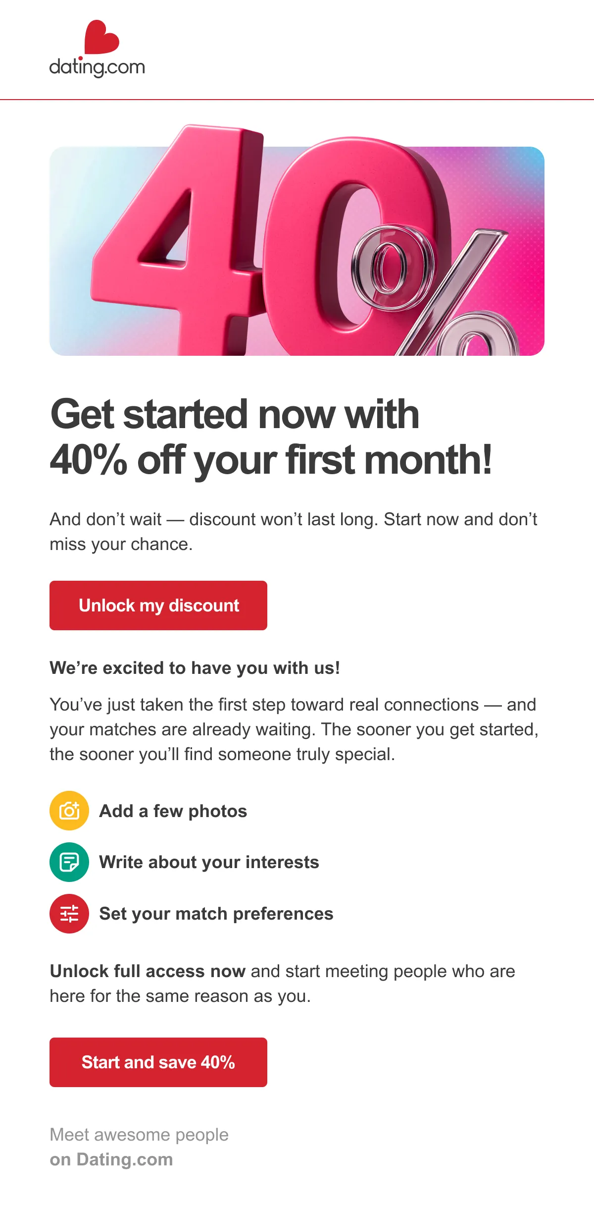 Dating.com retention email